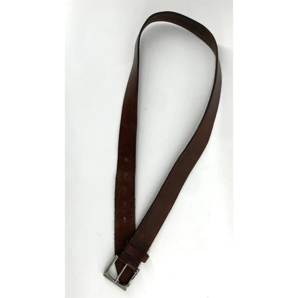 Timberland Men's Size 32 Dark Brown Genuine Leather‎ Casual Belt Made in USA
